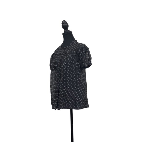 Club Monaco Polka Dot Silk Blouse – Timeless 90s Elegance - Picture 4 of 7